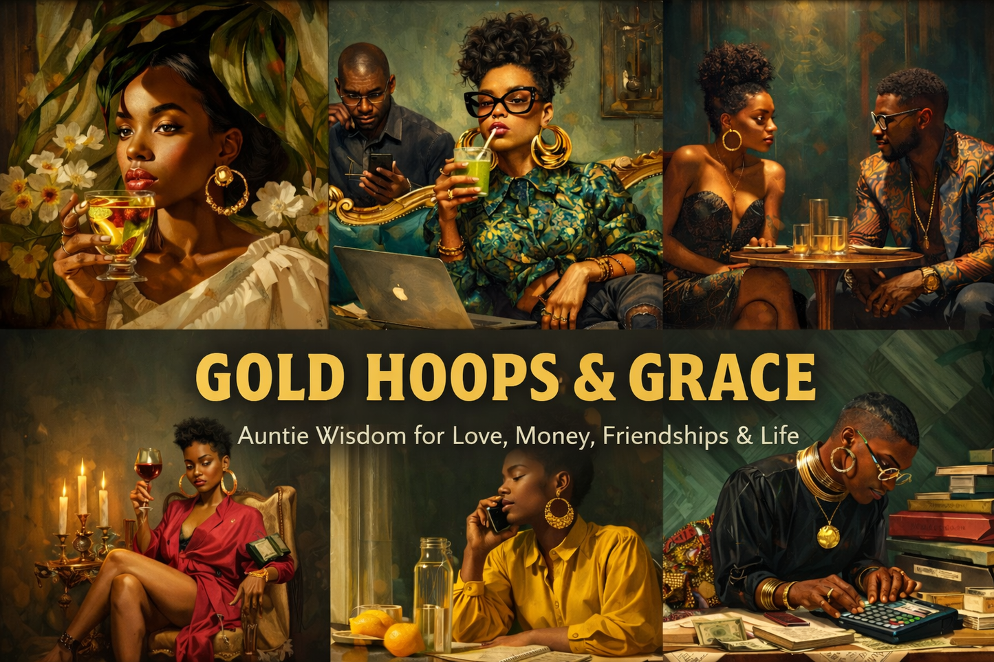 Gold Hoops & Grace Black Auntie Oracle Deck