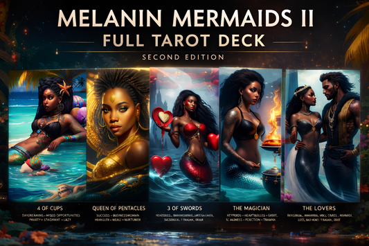 Melanin Mermaids Tarot Card Deck With Keywords | 78 Tarot Size Cards
