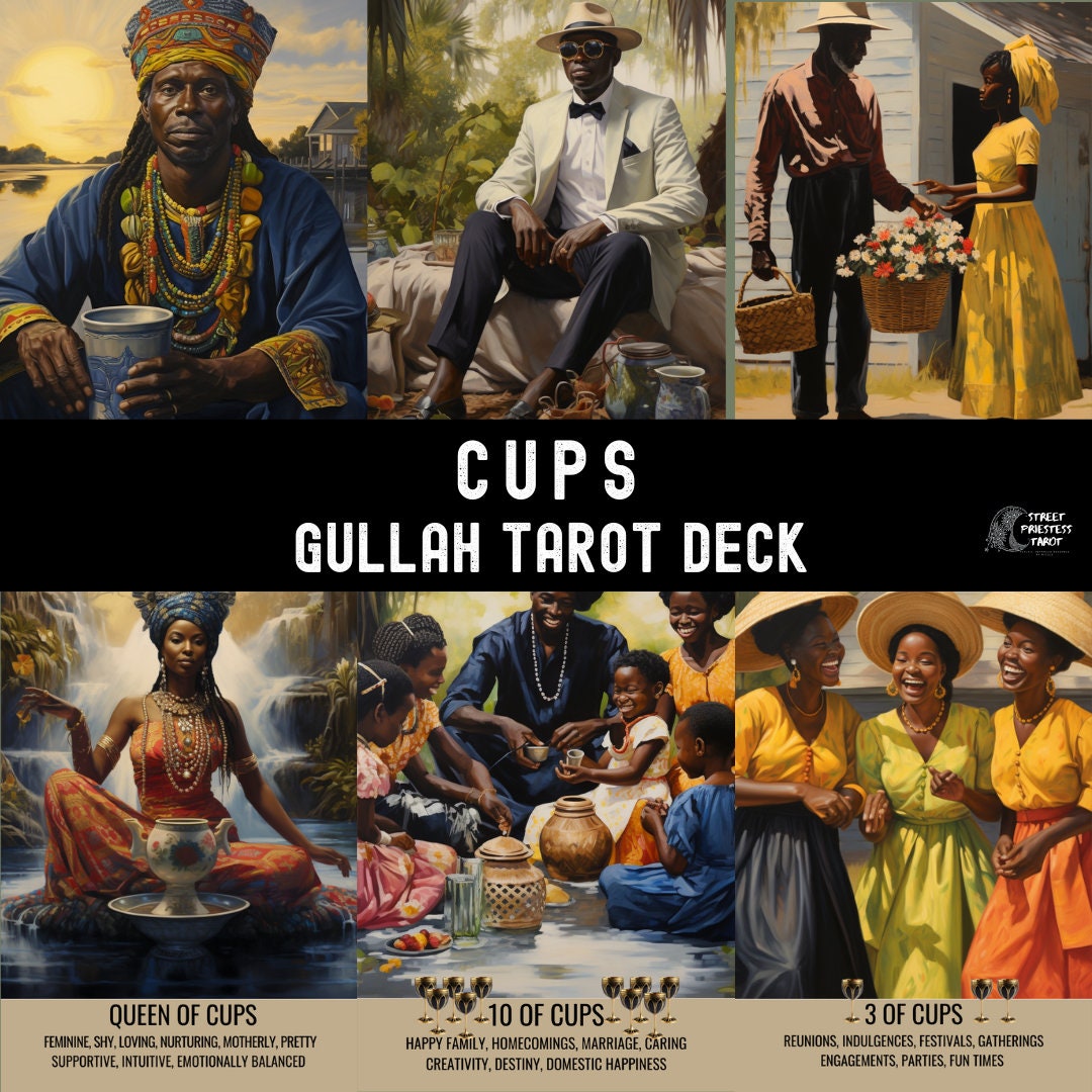 Gullah Tarot Deck | 78 Tarot Size Cards | Lowcountry Inspired Black Tarot Deck | African American Divination Cards With Meaning