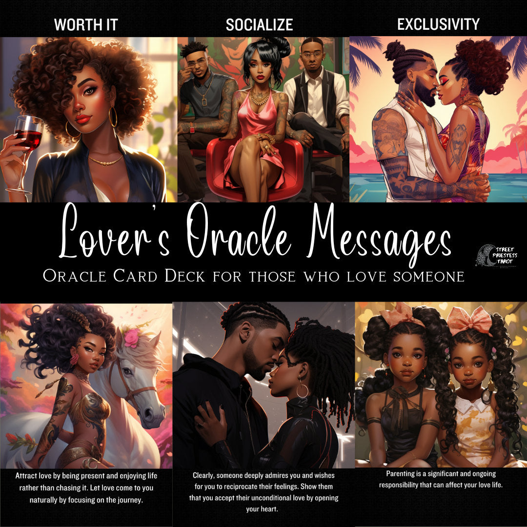 Lovers Oracle Card Deck | Relationship, Love Messages | 41 Large Size Oracle Cards | Black People African American Divination