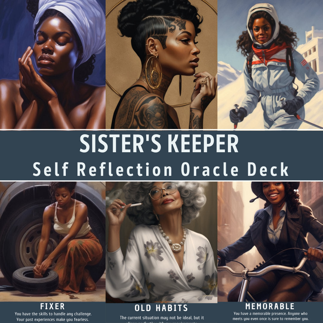 Sister's Keeper Oracle Card Deck | 61 Oracle Messages for Woman | Black People Art Tarot Cards With Meaning | African American Divination