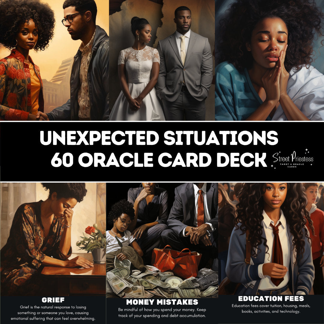 Unexpected Situations Oracle Card Deck | 60 Tarot-Sized Cards | African American Black People Divination | Street Priestess Tarot