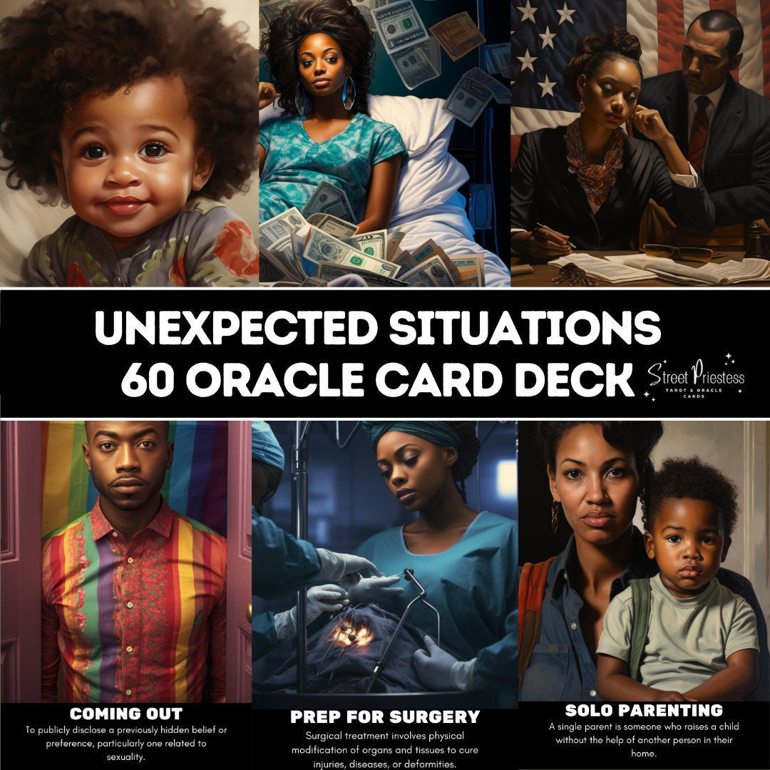 Unexpected Situations Oracle Card Deck | 60 Tarot-Sized Cards | African American Black People Divination | Street Priestess Tarot