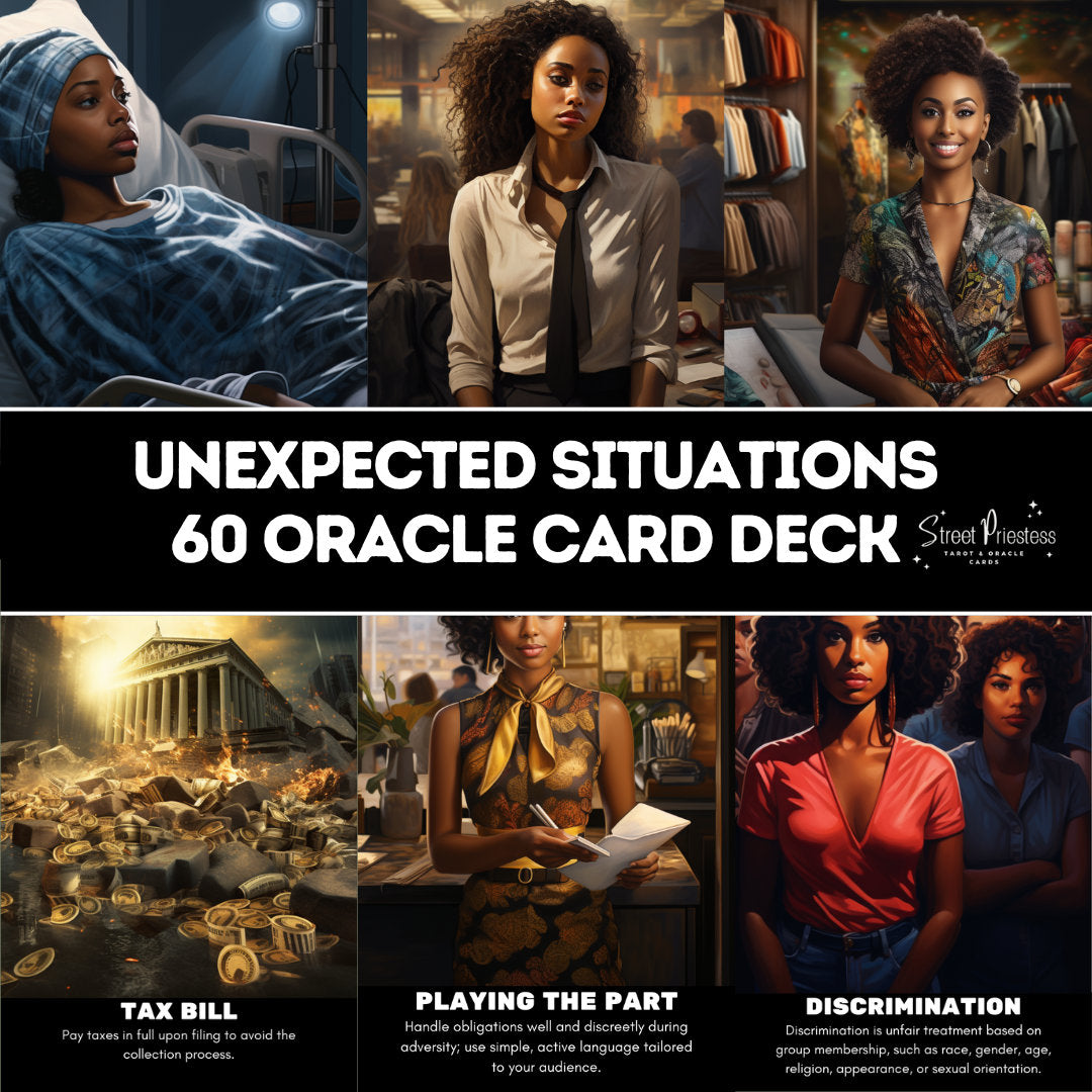 Unexpected Situations Oracle Card Deck | 60 Tarot-Sized Cards | African American Black People Divination | Street Priestess Tarot