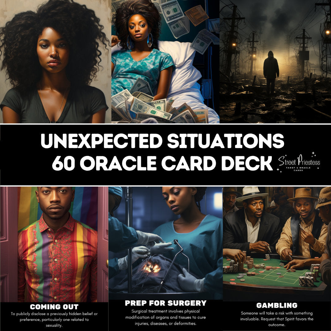 Unexpected Situations Oracle Card Deck | 60 Tarot-Sized Cards | African American Black People Divination | Street Priestess Tarot