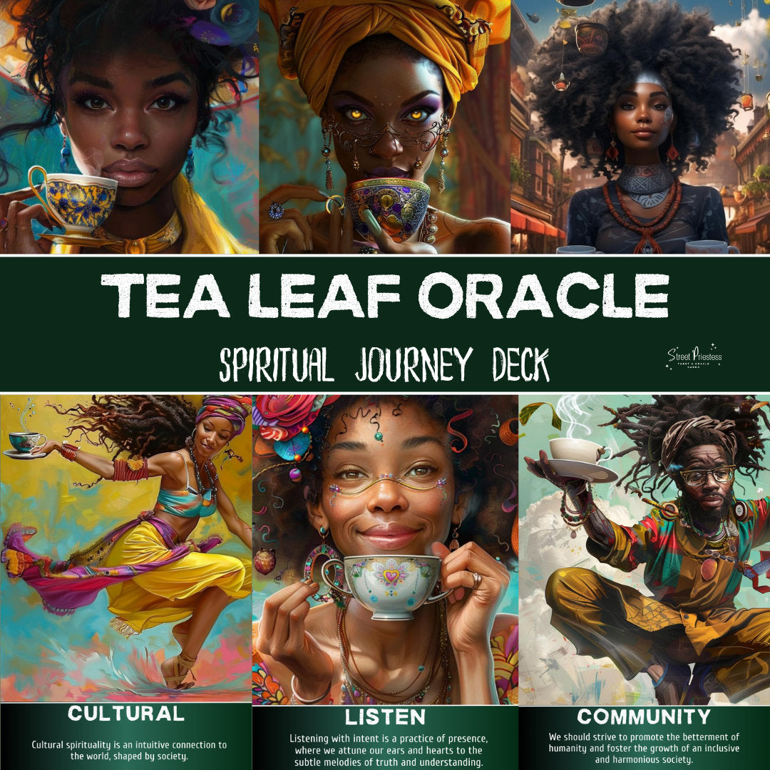 Tea Leaf Oracle Card Deck | 51 Tarot-Sized Cards | African American Black Divination Cards | Street Priestess Tarot