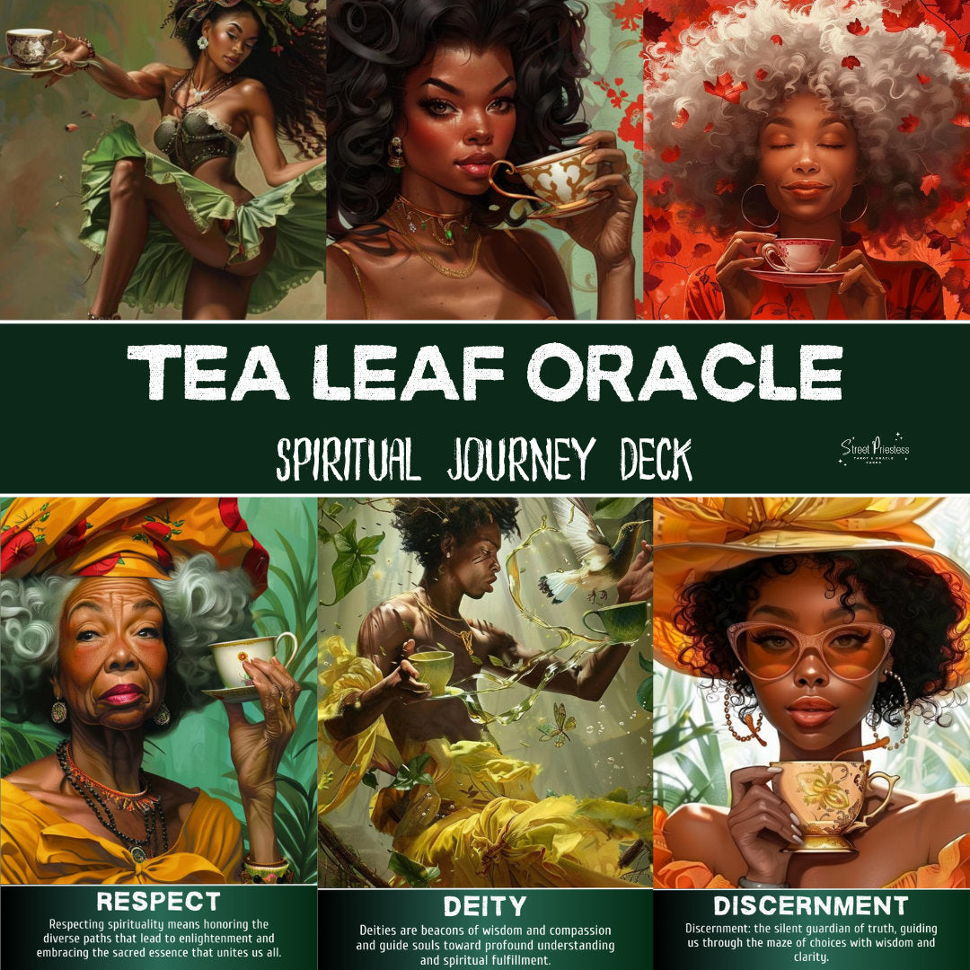 Tea Leaf Oracle Card Deck | 51 Tarot-Sized Cards | African American Black Divination Cards | Street Priestess Tarot