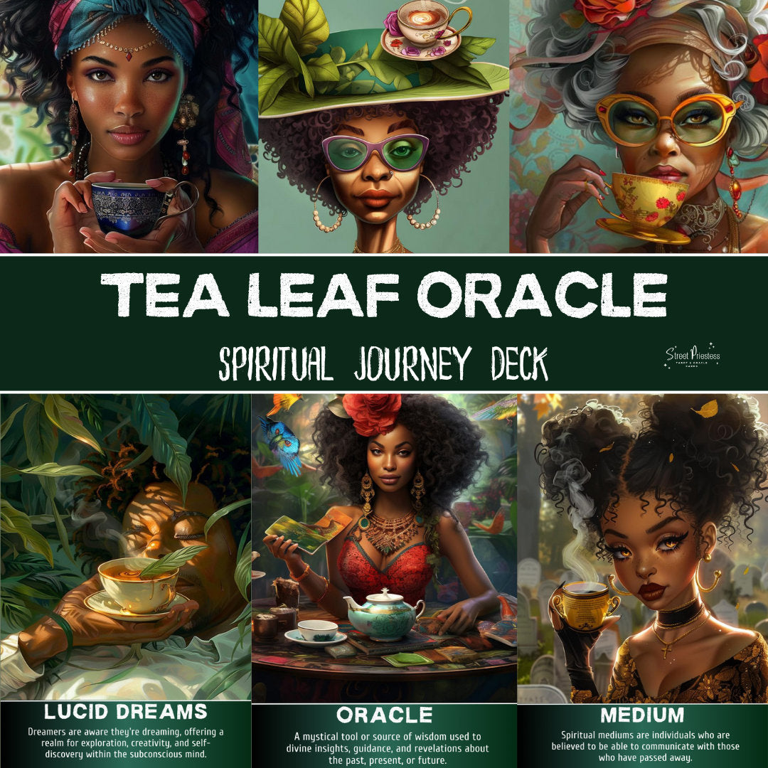 Tea Leaf Oracle Card Deck | 51 Tarot-Sized Cards | African American Black Divination Cards | Street Priestess Tarot